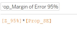 Create calculated field Prop Margin of Error 95%